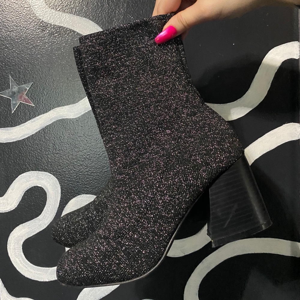 Sparkly black and silver sock boots !!